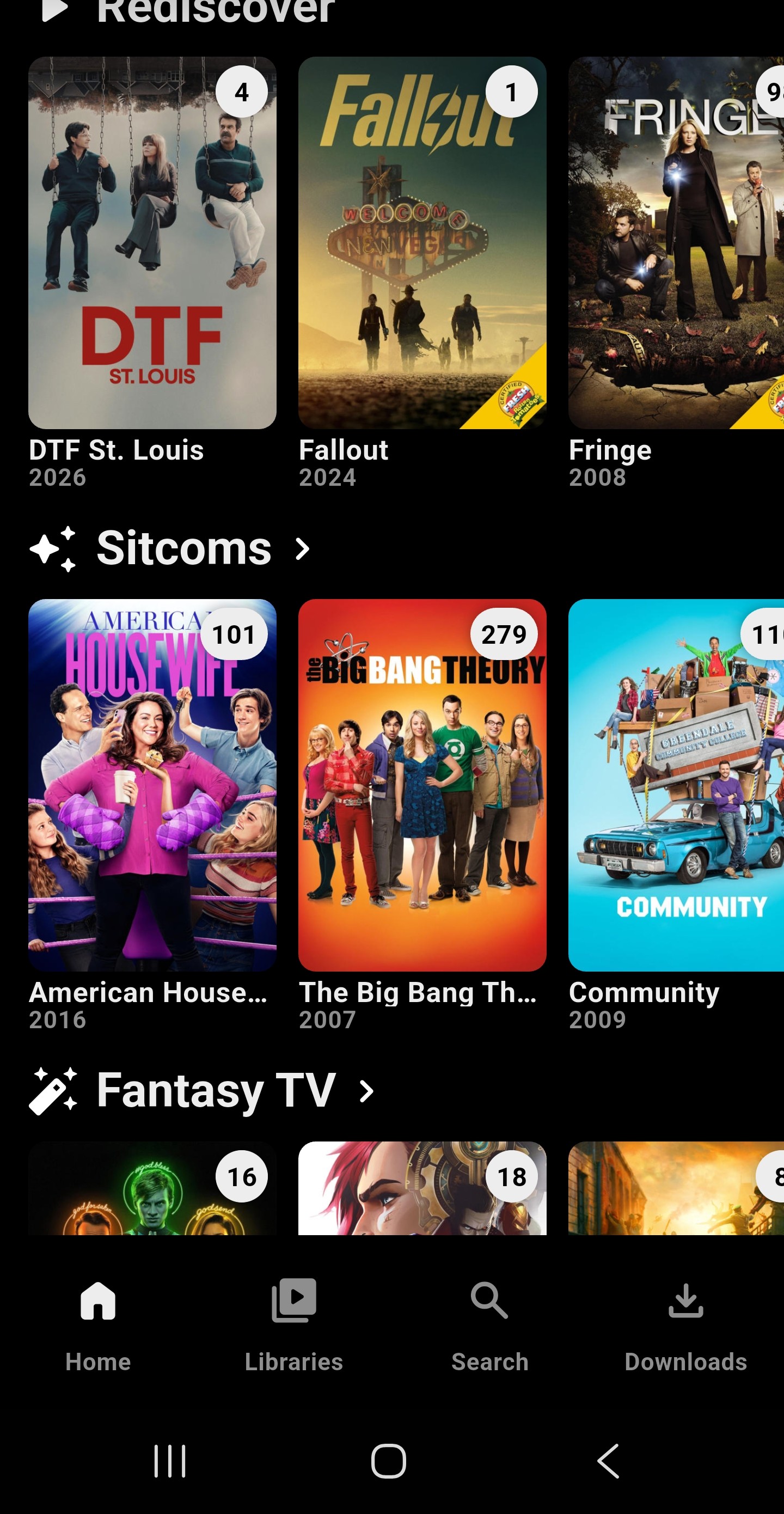 Plex mobile app browsing a library