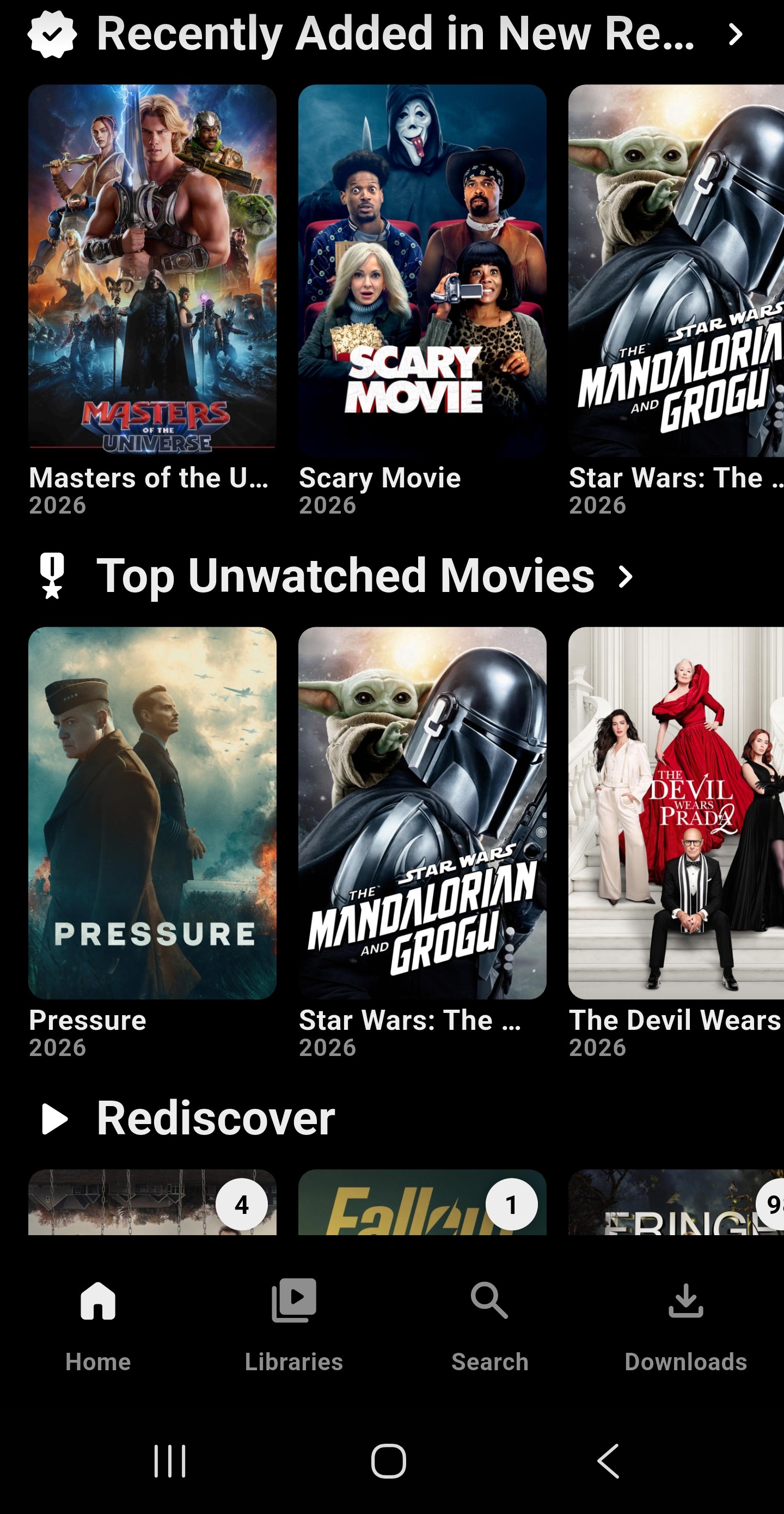 Plex mobile app discover screen