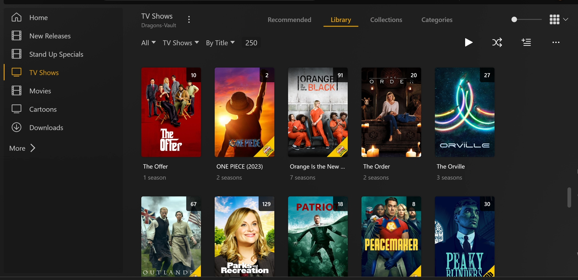 Plex TV show library grid
